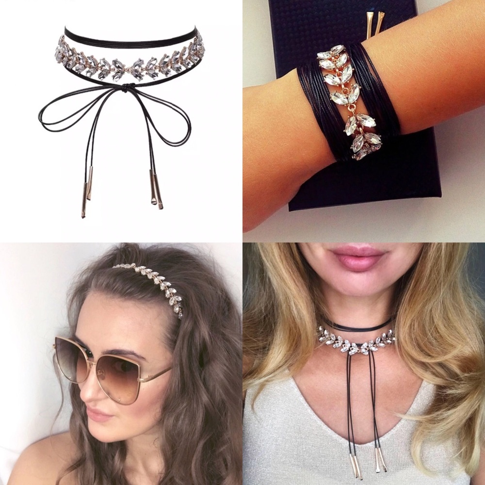 Choker Necklace Multilayer Choker with Crystals